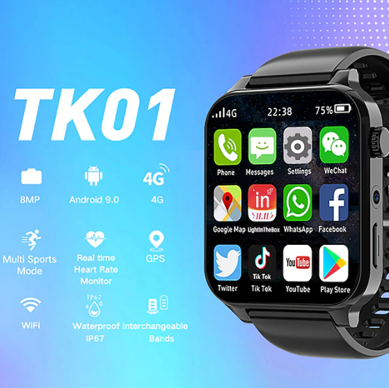 TK01 Smart Watch 1.99 inch 4G LTE Cellular Smartwatch Phone Bluetooth